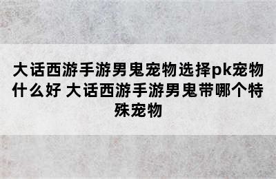 大话西游手游男鬼宠物选择pk宠物什么好 大话西游手游男鬼带哪个特殊宠物